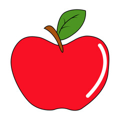 red apple with leaf
