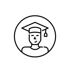 Graduate student avatar. Handsome young man wearing a mortar. Pixel perfect, editable stroke icon