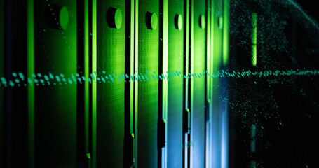 Fototapeta premium Image of data processing against computer server room