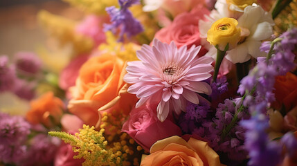 Obraz na płótnie Canvas A vibrant bouquet of flowers, Background, Illustrations, HD