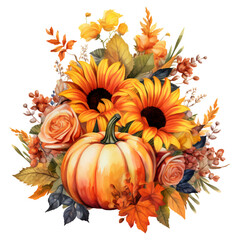 Fall Autumn Watercolor Clip Art, Watercolor Flowers Illustration, Fall Autumn Sublimation Design, Flowers Clip Art