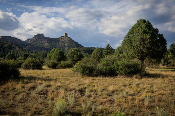 Dramatic clouds over Chimney Rock National Monument, Colorado.
