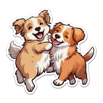 Cute cartoon dogs illustration, clipart, sticker.