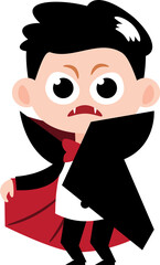 Dracula . Cute halloween cartoon character . Flat design . PNG .