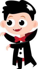 Dracula . Cute halloween cartoon character . Flat design . PNG .