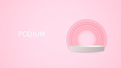 3D White Podium on Pink Background products display , Abstract Vector rendering 3d, Product display presentation,Stage for showcase, Vector illustration EPS 10