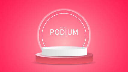 3D  White Podium on Pink Background products display , Abstract Vector rendering 3d, Product display presentation,Stage for showcase, Vector illustration EPS 10