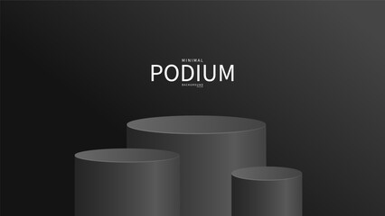 3D Black Podium on black Background products display , Abstract Vector rendering 3d, Product display presentation,Stage for showcase, Vector illustration EPS 10