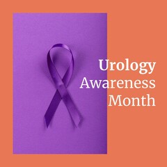 Composite of urology awareness month over purple ribbon