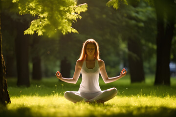 girl practicing yoga in the park