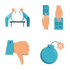 Unfair deal flat icon set