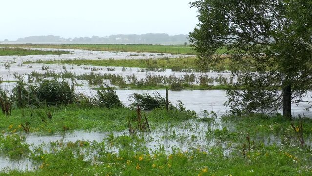 Flooded field by heavy storm