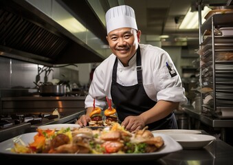 Culinary Masterpiece: Chef Crafting Delights in a Professional Kitchen. Generative Ai