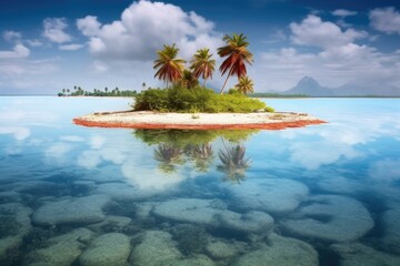 serene coral atoll in a remote tropical location - obrazy, fototapety, plakaty