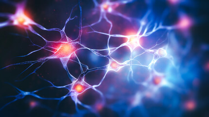 An intricate network of vibrant neurons interconnected with delicate synapses, forming a synaptic junction within the brain. Bursting with intense energy, diverse pathways emerge