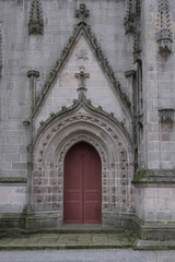 Quimper Gothic church facade, France.