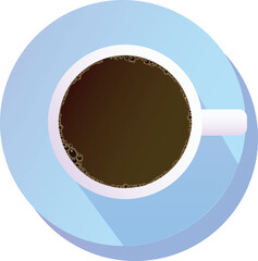 Coffee cup top view isolated on white background, coffee cup illustration, glass coffee cup icon, coffee mug white, coffee cup flat image
