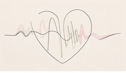 single line drawing with heart decor