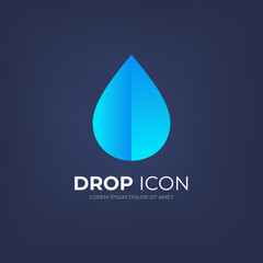 Water drop icon for your design. Aqua logo blue droplet