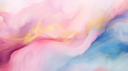Abstract watercolor marble paint background. Blue pink and yellow