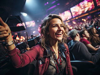 E-sports Events and Fan Culture, fans engaging in e-sports events and supporting their favorite teams.