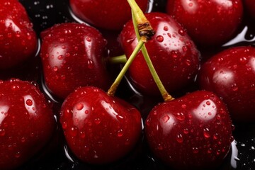 Cherry banner. Fresh close-up Cherries background