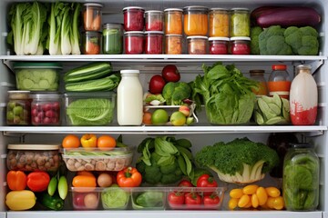 fresh produce organized neatly in clean fridge
