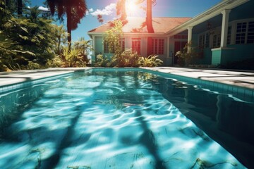 clean pool water glistening in sunlight