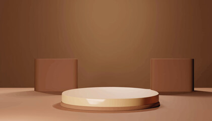 3d background products minimal podium scene with beige pedestal. display background vector 3d rendering with podium.stand to show cosmetic products 3d Stage showcase on studio vector illustration.