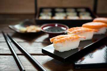 Sushi maki and nigiri  Sushi shrimp tempura © samurai