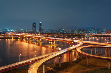 서울 성수대교 한강 야경