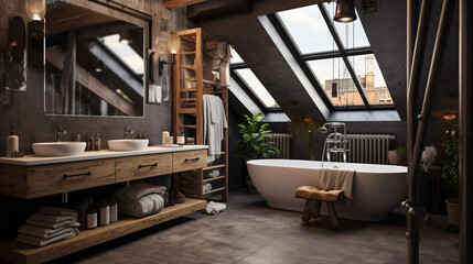 Loft interior design of modern bathroom