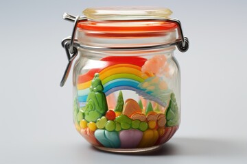 a tiny baby food jar with a colorful label