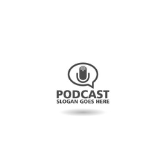 Obraz premium Chat podcast logo template with shadow