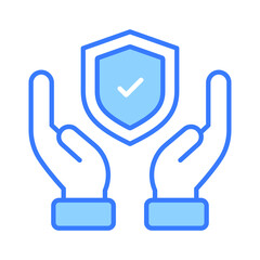 Protection shield with check mark in hands, trendy icon of insurance editable design