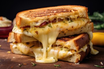 toasted sandwich with melting cheese and fillings