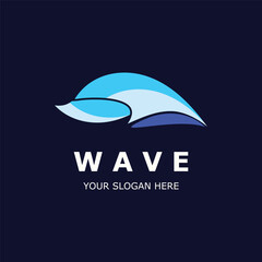 Water Wave logo simple modern, ocean wave design blue illustration icon vector