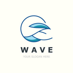 Water Wave logo simple modern, ocean wave design blue illustration icon vector