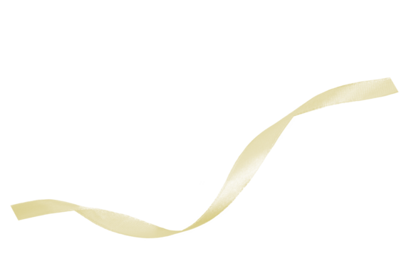 golden ribbon isolated on transparent and white background, PNG image.