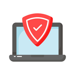 Security shield with laptop showing concept icon of laptop protection