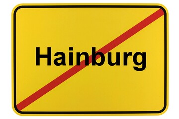 Illustration eines Ortsschildes der Gemeinde Hainburg in Hessen