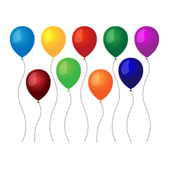 Collection of realistic colorful balloons on white background
