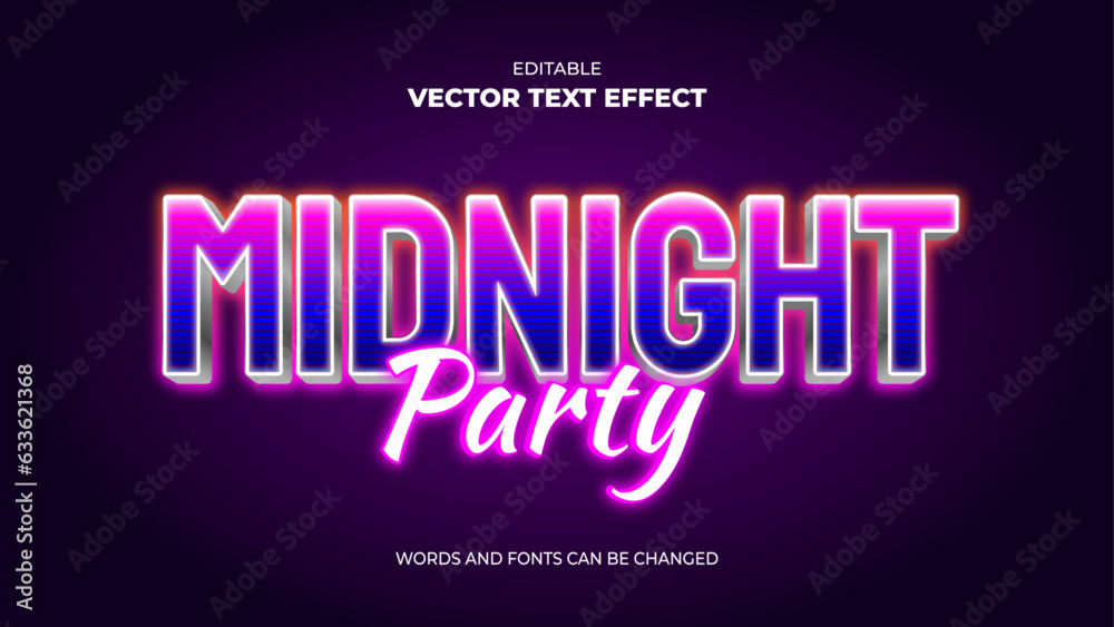 Wall mural midnight party editable text effect