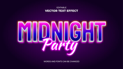 midnight party editable text effect