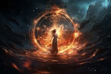 Obraz premium Cancer Zodiac Sign with Enchanting Light in Celestial Space