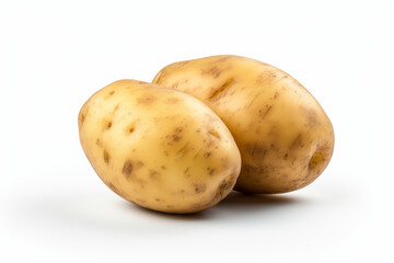 Freshly harvested potato on a clean white background