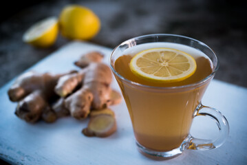 ginger tea with mint and lemon