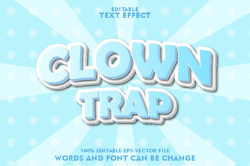 Fototapeta na wymiar clown trap editable text effect emboss cartoon style