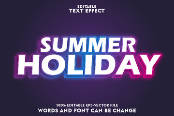 summer holiday editable text effect emboss neon style