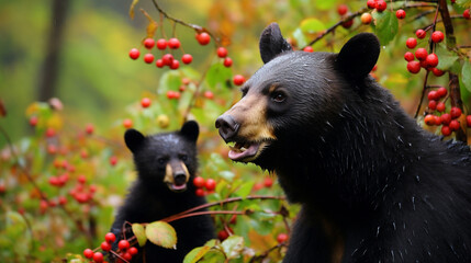 Black bears in the forest